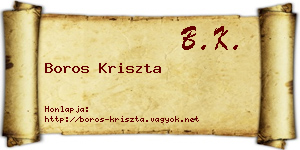 Boros Kriszta névjegykártya